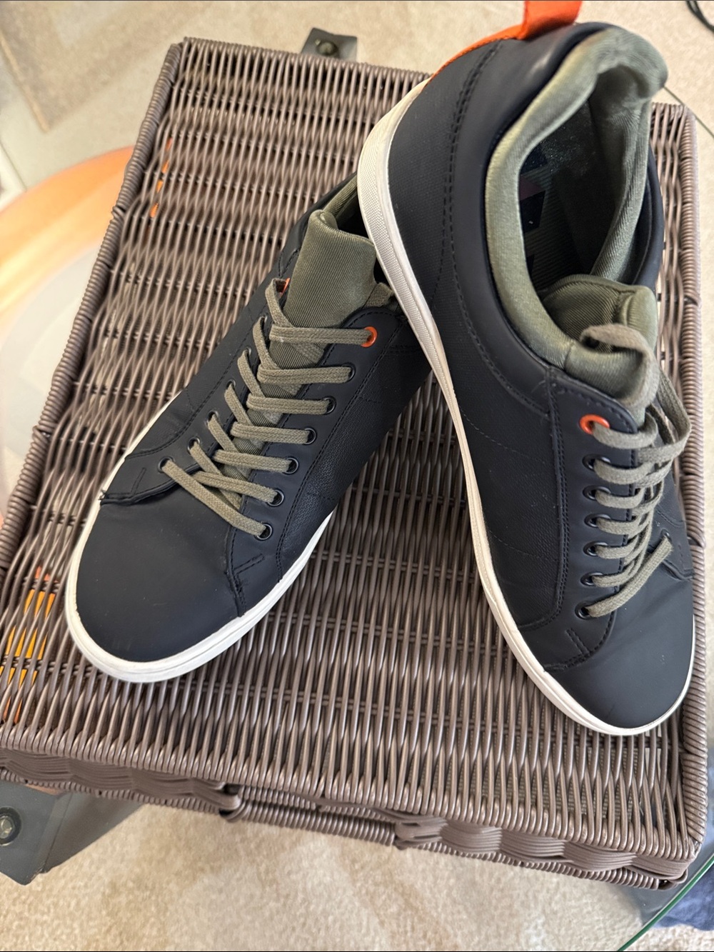 Aldo Black Sneakers with Olive and Orange Accents